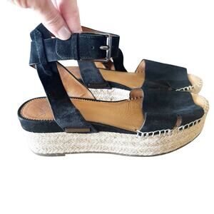 Franco Sarto Womens Clemens Jute Wrapped Espadrille Wedge Sandals 8.5 Black